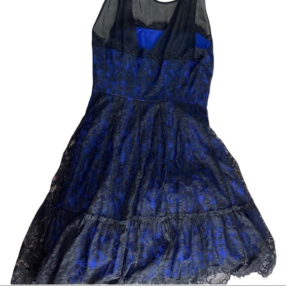 Moulinette Soeurs Blue Black Lace Overlay Dress 1/2 Zip in Back Women’s Dress 4 - Picture 4 of 13